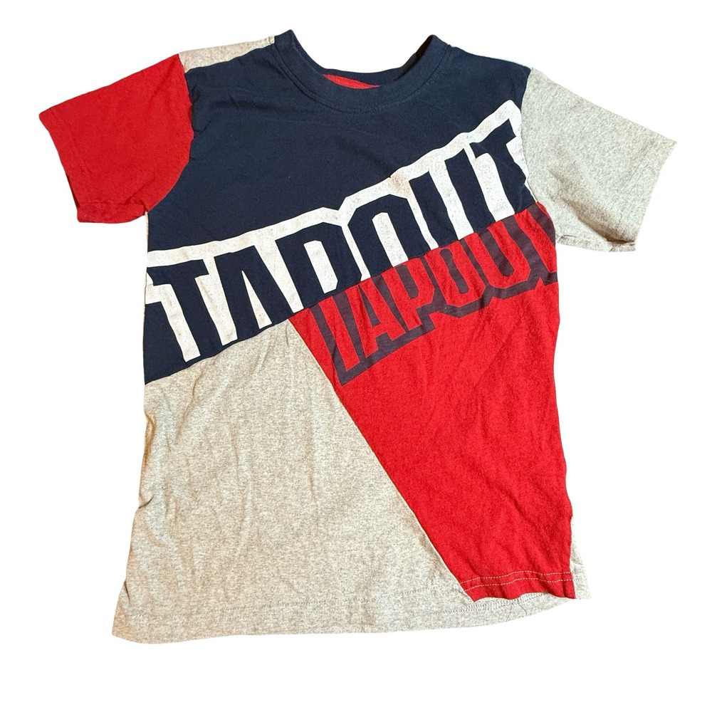 Tapout Boys Graphic Tee Shirt Colorblock Navy Red Grey Size 12 Short Sleeve